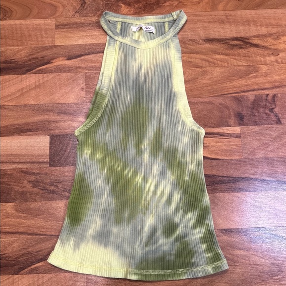 Free People Easy Breezy Ribbed Halter Tie Dye Tank top Green Size Small - Picture 1 of 4